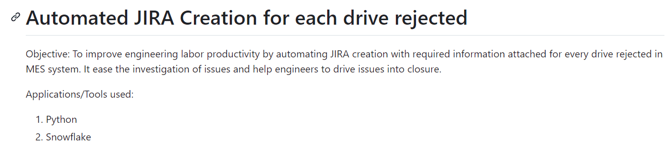 Script-Automated JIRA Issue Creation for Reject Investigation