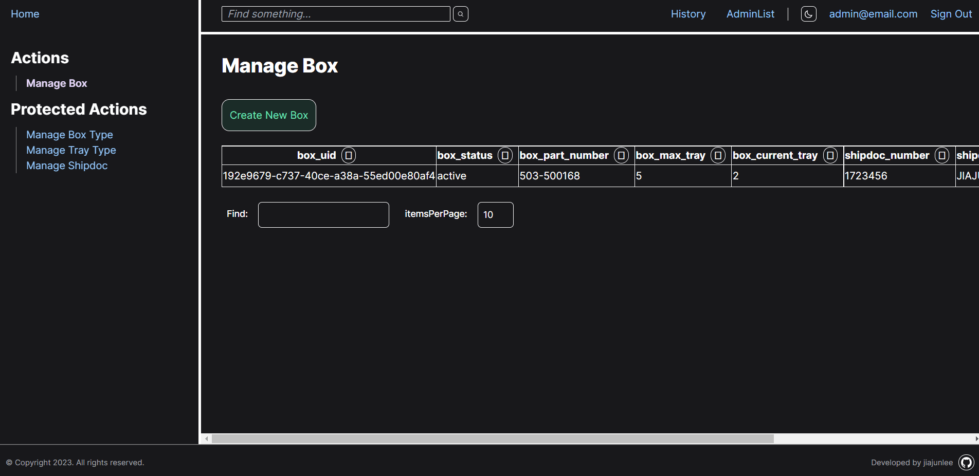 Packing and Shipment Traceability Web App